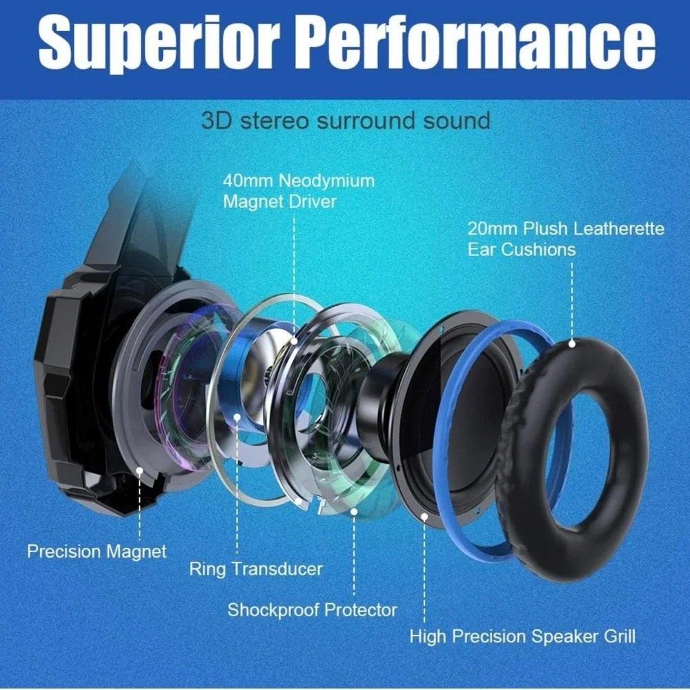 G9000 Stereo Gaming Headset for PS4 PC Xbox One PS5 Controller